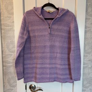 Women’s Lavender Quarter-Zip Hooded Sweater Pullover 100% Cotton Sz XL Y2K Cozy
